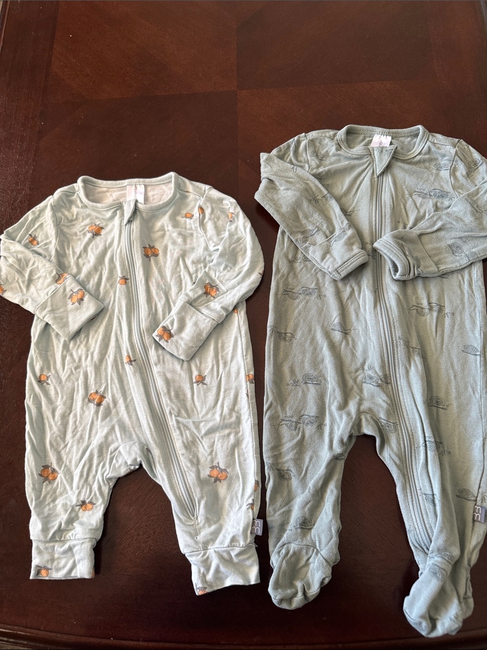 Unbranded Kids Sage Green One-Piece Footed Pajamas - Zipper Front